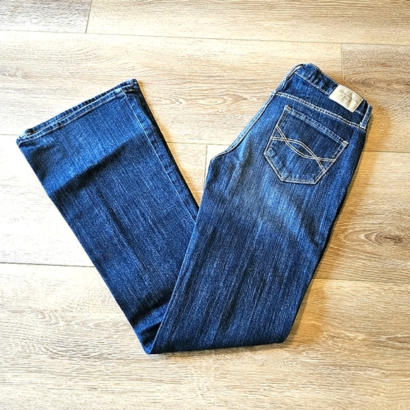 Abercrombie & Fitch Dark Wash Madison Stretch Bootcut Flare Blue Jeans Pants - Picture 1 of 11
